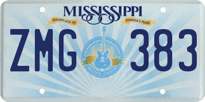 MS license plate ZMG383
