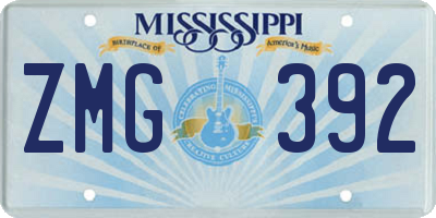 MS license plate ZMG392