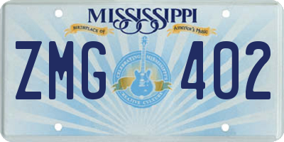 MS license plate ZMG402
