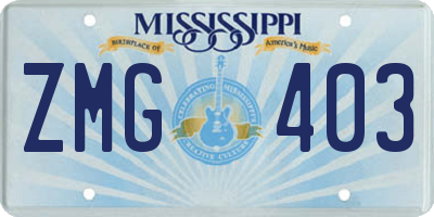 MS license plate ZMG403