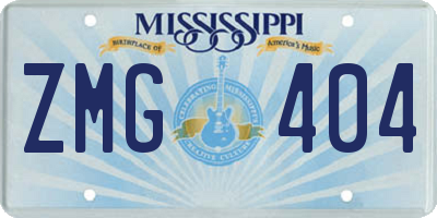 MS license plate ZMG404
