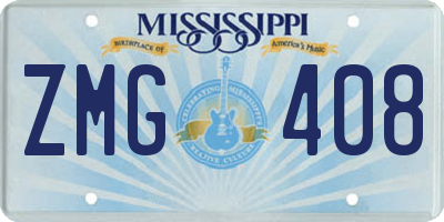 MS license plate ZMG408