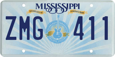 MS license plate ZMG411