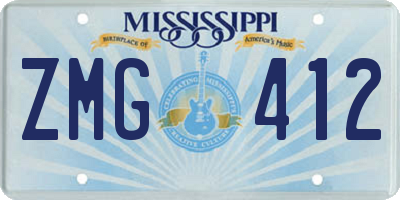 MS license plate ZMG412