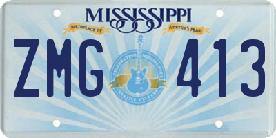 MS license plate ZMG413