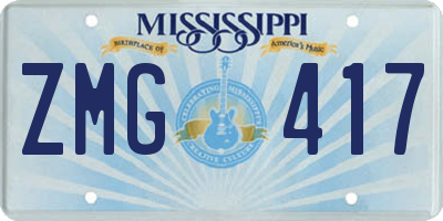 MS license plate ZMG417