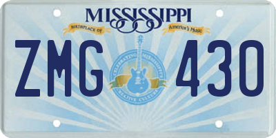 MS license plate ZMG430