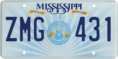 MS license plate ZMG431