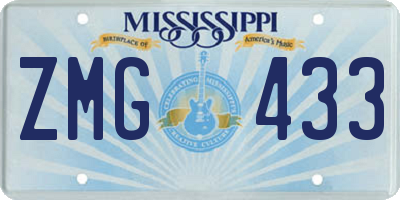 MS license plate ZMG433