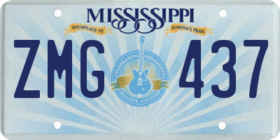 MS license plate ZMG437