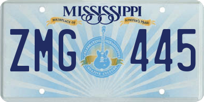 MS license plate ZMG445
