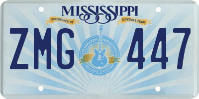 MS license plate ZMG447
