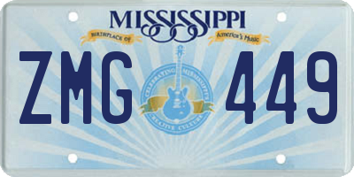 MS license plate ZMG449