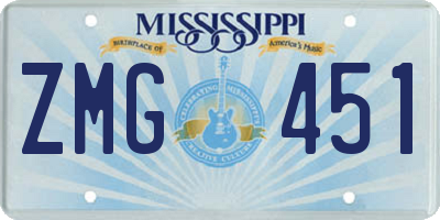 MS license plate ZMG451