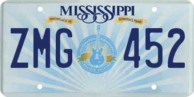 MS license plate ZMG452