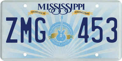 MS license plate ZMG453