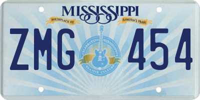 MS license plate ZMG454