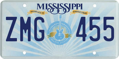 MS license plate ZMG455