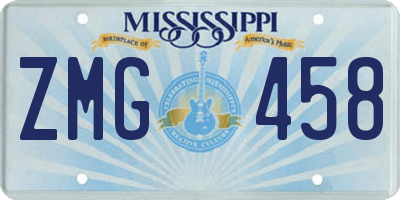 MS license plate ZMG458