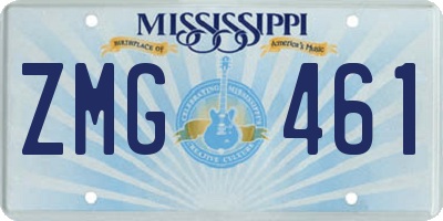 MS license plate ZMG461
