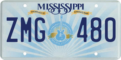 MS license plate ZMG480