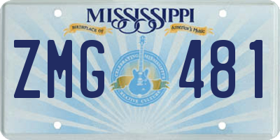 MS license plate ZMG481