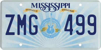MS license plate ZMG499