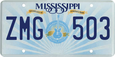 MS license plate ZMG503