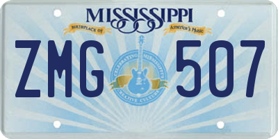 MS license plate ZMG507
