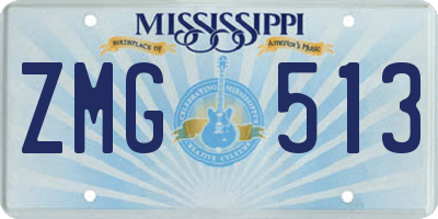 MS license plate ZMG513