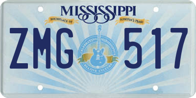 MS license plate ZMG517
