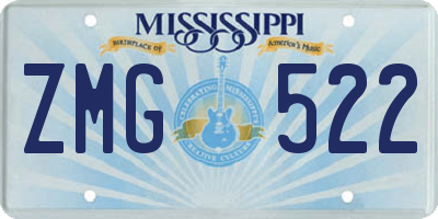 MS license plate ZMG522