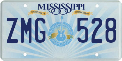 MS license plate ZMG528