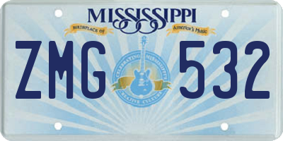 MS license plate ZMG532
