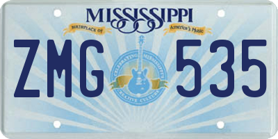 MS license plate ZMG535