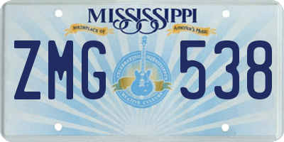 MS license plate ZMG538