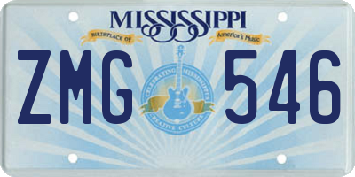 MS license plate ZMG546