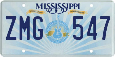 MS license plate ZMG547