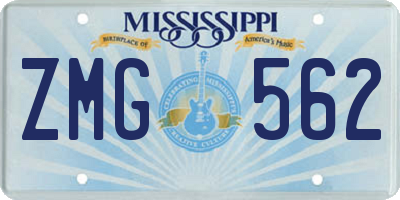 MS license plate ZMG562