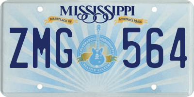 MS license plate ZMG564