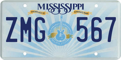 MS license plate ZMG567