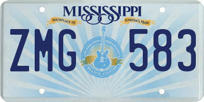 MS license plate ZMG583