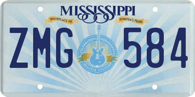 MS license plate ZMG584