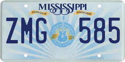 MS license plate ZMG585