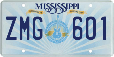 MS license plate ZMG601