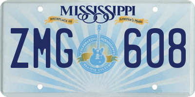 MS license plate ZMG608