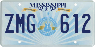 MS license plate ZMG612