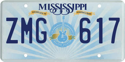 MS license plate ZMG617