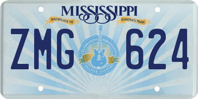 MS license plate ZMG624