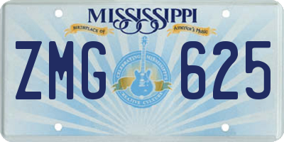 MS license plate ZMG625